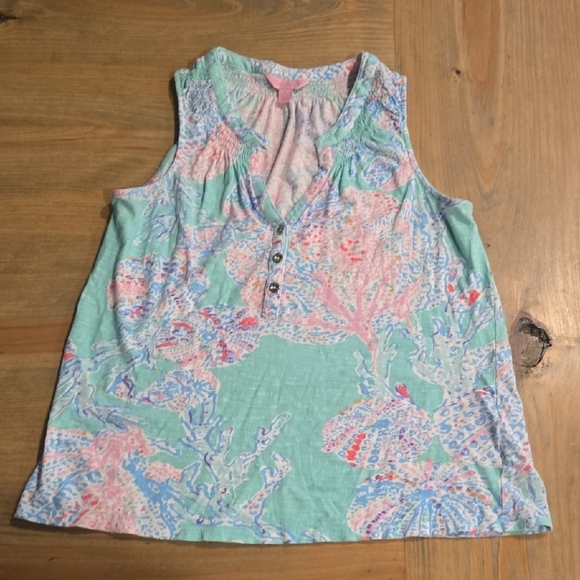 Lilly Pulitzer Tops - Lilly Pulitzer Essie Minty Fresh Fan Size S Sleeveless Shirt Top Sea Mint